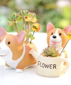 Cute Resin Corgi Planter Flower Pot