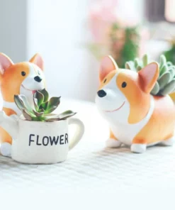 Cute Resin Corgi Planter Flower Pot