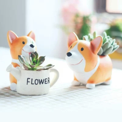 Cute Resin Corgi Planter Flower Pot