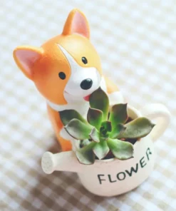 Cute Resin Corgi Planter Flower Pot