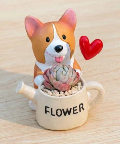 Cute Resin Corgi Planter Flower Pot