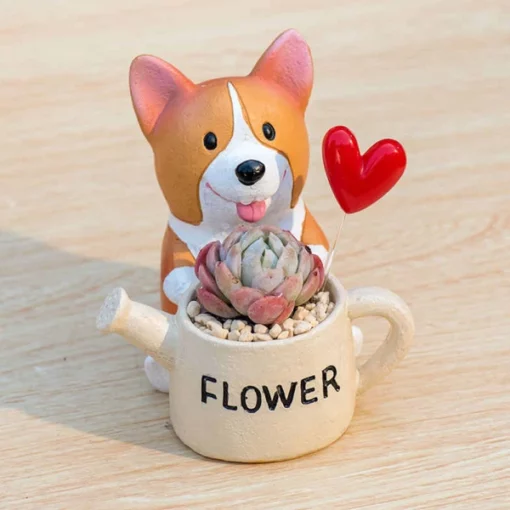 Cute Resin Corgi Planter Flower Pot