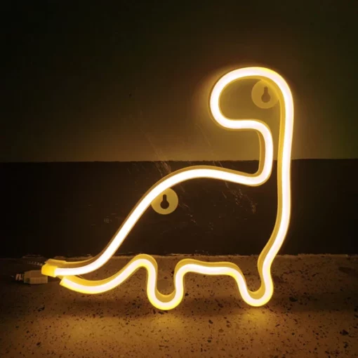 Cute Glowing Neon Dinosaurs Sign