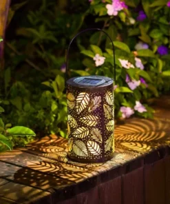 Solar-Powered Leaf Pattern Lantern Light