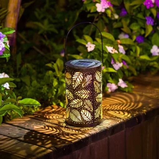 Solar-Powered Leaf Pattern Lantern Light