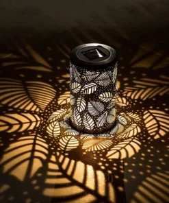 Solar-Powered Leaf Pattern Lantern Light