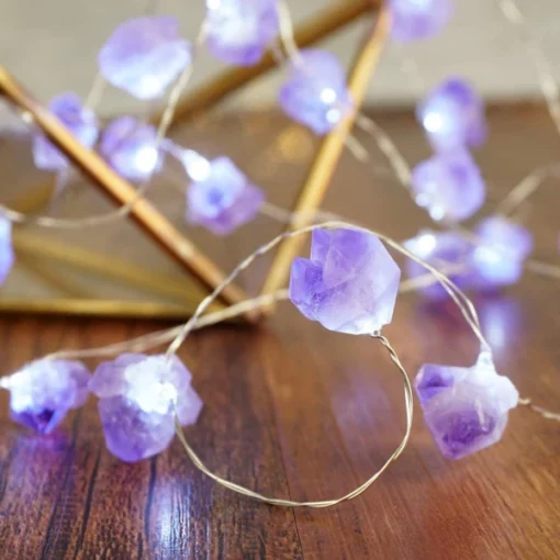 Amethyst Or Fluorite Raw Crystal String Lights