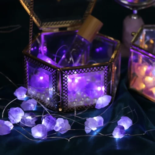 Amethyst Or Fluorite Raw Crystal String Lights