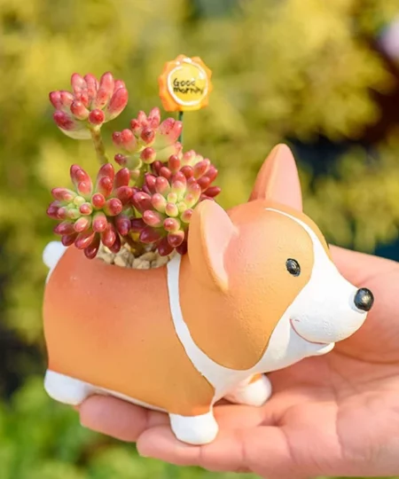 Cute Resin Corgi Planter Flower Pot