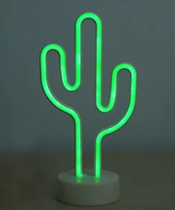 Glow In The Dark Neon Cactus Lamp & Desk Light With Detachable Base