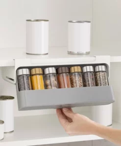 Under Shelf Pull Down Sliding Spice Rack