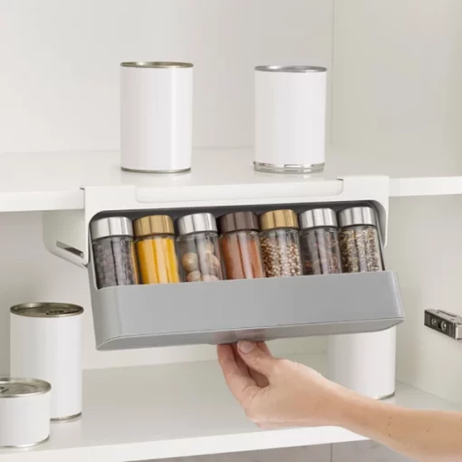 Under Shelf Pull Down Sliding Spice Rack