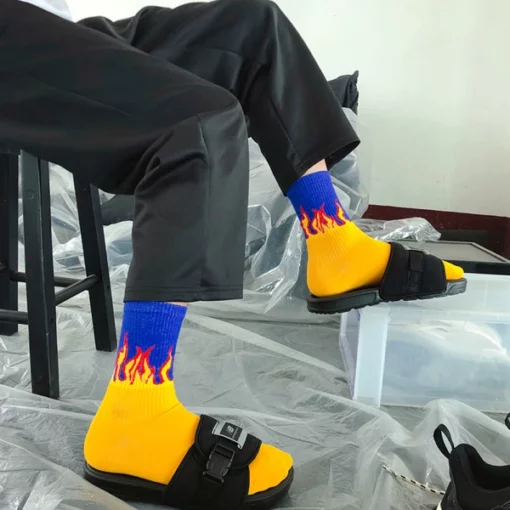 Unisex Flame Socks For Casual Or Formal Style Statement