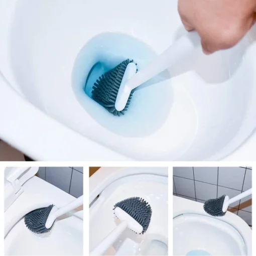 Revolutionary Flexible Silicone Toilet Brush With Holder