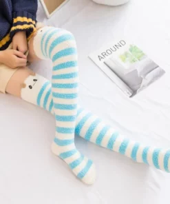 Cute & Comfy Striped Animal Thigh High Socks