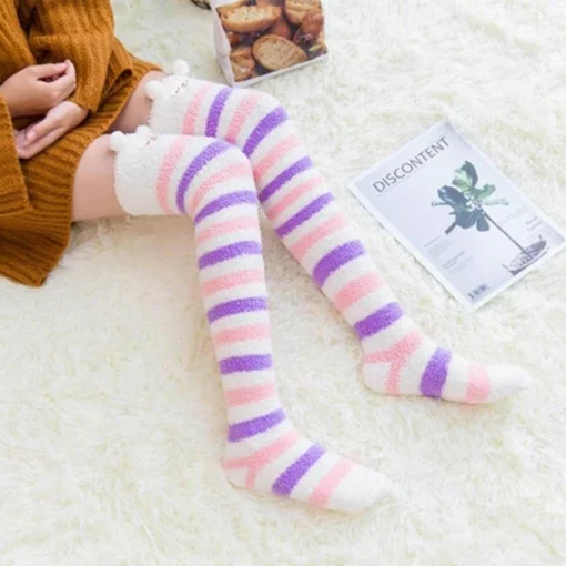 Cute & Comfy Striped Animal Thigh High Socks - Image 5