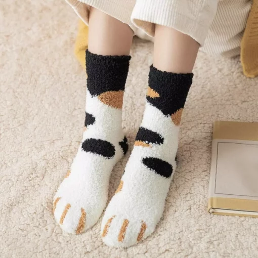 Cute Fuzzy Cat Claw Socks