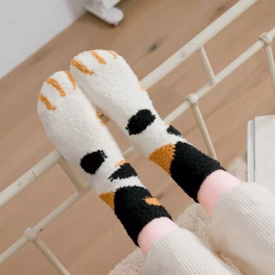 Cute Fuzzy Cat Claw Socks