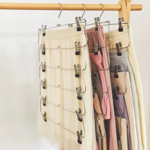 Space Saving Multi Pants Hanger With Clips