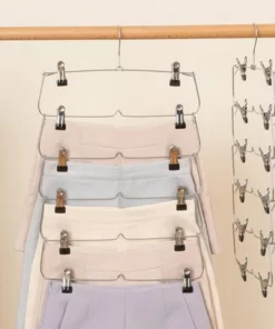 Space Saving Multi Pants Hanger With Clips