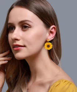 Bright & Refreshing Yellow Sunflower Earrings