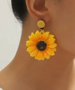 Bright & Refreshing Yellow Sunflower Earrings