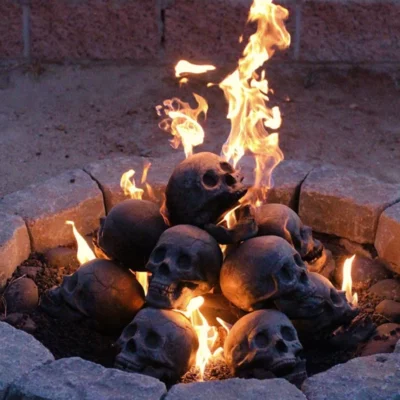 Terrifying Human Skull Fire Pit