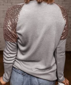 Glitter Sequin Long Sleeve Casual Top