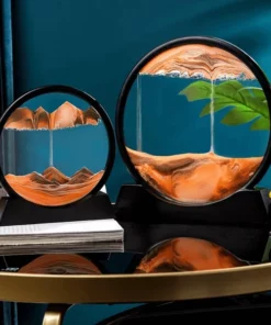 Moving Sand Art Picture Round Glass 3D