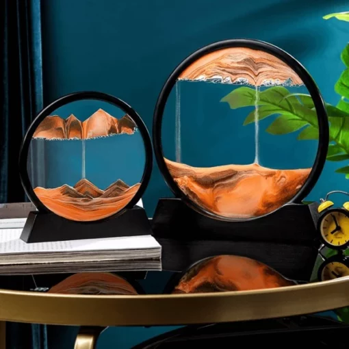 Moving Sand Art Picture Round Glass 3D