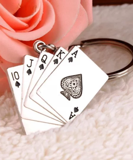 5 Playing Card Keychain For Car Guys