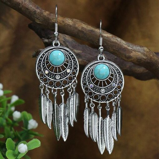 Tibetan Silver Geometric Boho Earrings