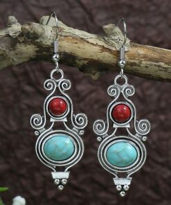 Tibetan Silver Geometric Boho Earrings