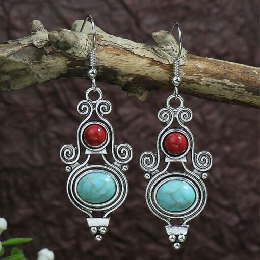 Tibetan Silver Geometric Boho Earrings