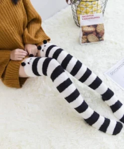 Cute & Comfy Striped Animal Thigh High Socks