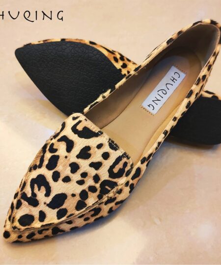 Flat Jaguar Print Haircalf Loafers