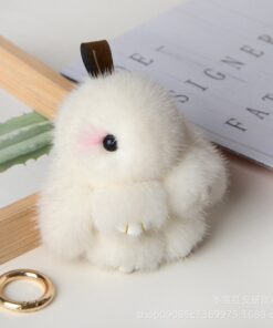 Handmade Real Mink Fur Jackalope Plush Keychain