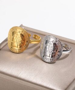 Minimalism Elizabeth Queen Coin Rings