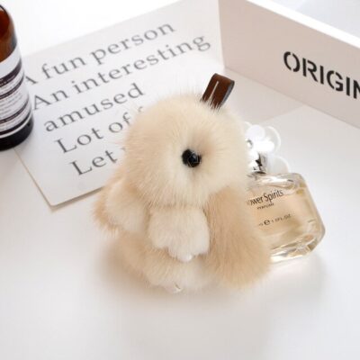 Handmade Real Mink Fur Jackalope Plush Keychain