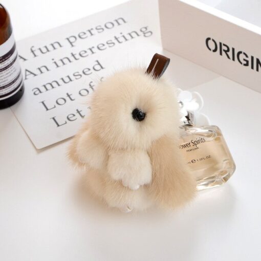 Handmade Real Mink Fur Jackalope Plush Keychain