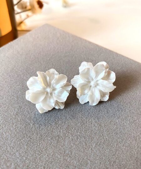 White Flower Peony Earrings For Women