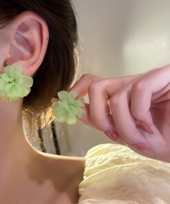 White Flower Peony Earrings For Women