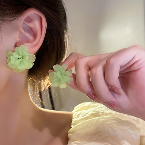 White Flower Peony Earrings For Women