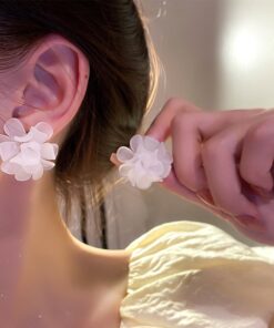 White Flower Peony Earrings For Women