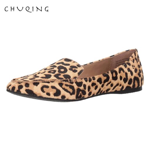 Flat Jaguar Print Haircalf Loafers