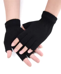 Black Half Finger less Gloves