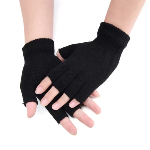 Black Half Finger less Gloves