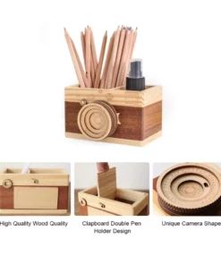 Creative Camera Wooden Pencil Stand