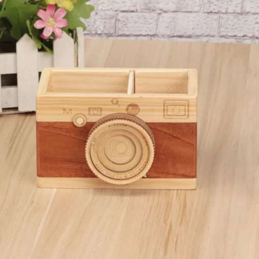 Creative Camera Wooden Pencil Stand