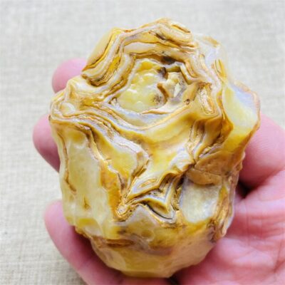 Natural Lemon Yellow Agate Raw Stone